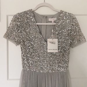 NWT Maya Deluxe Sequin Maxi Tulle Dress